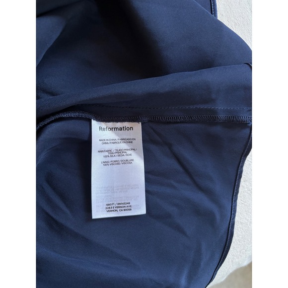 Reformation Amellia Navy Blue V Neck Cap Sleeve 100% Silk Mini Dress Size 4 - Picture 10 of 10